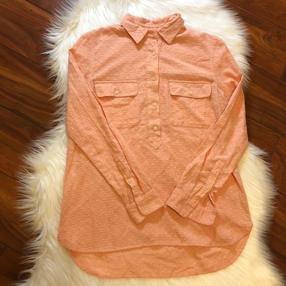 MADEWELL Peach Polka Dot Popover Blouse XS - Picture 2 of 8